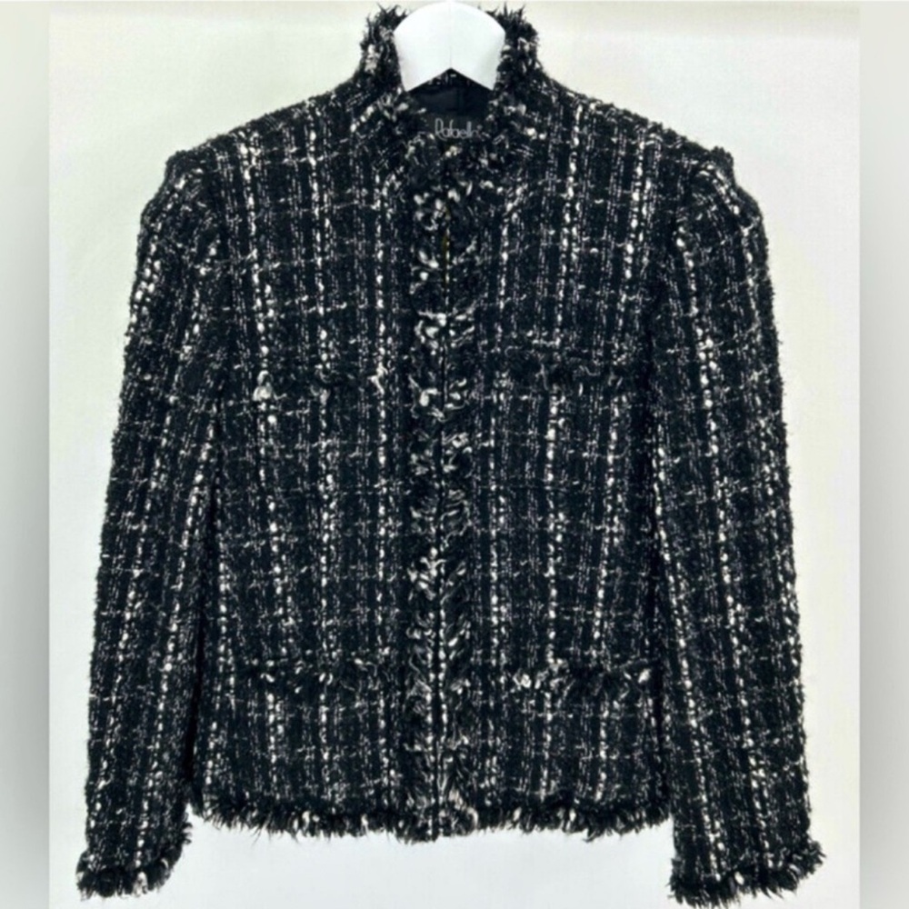 Rafaela Black & White Metallic Tweed Wool Blend Blazer